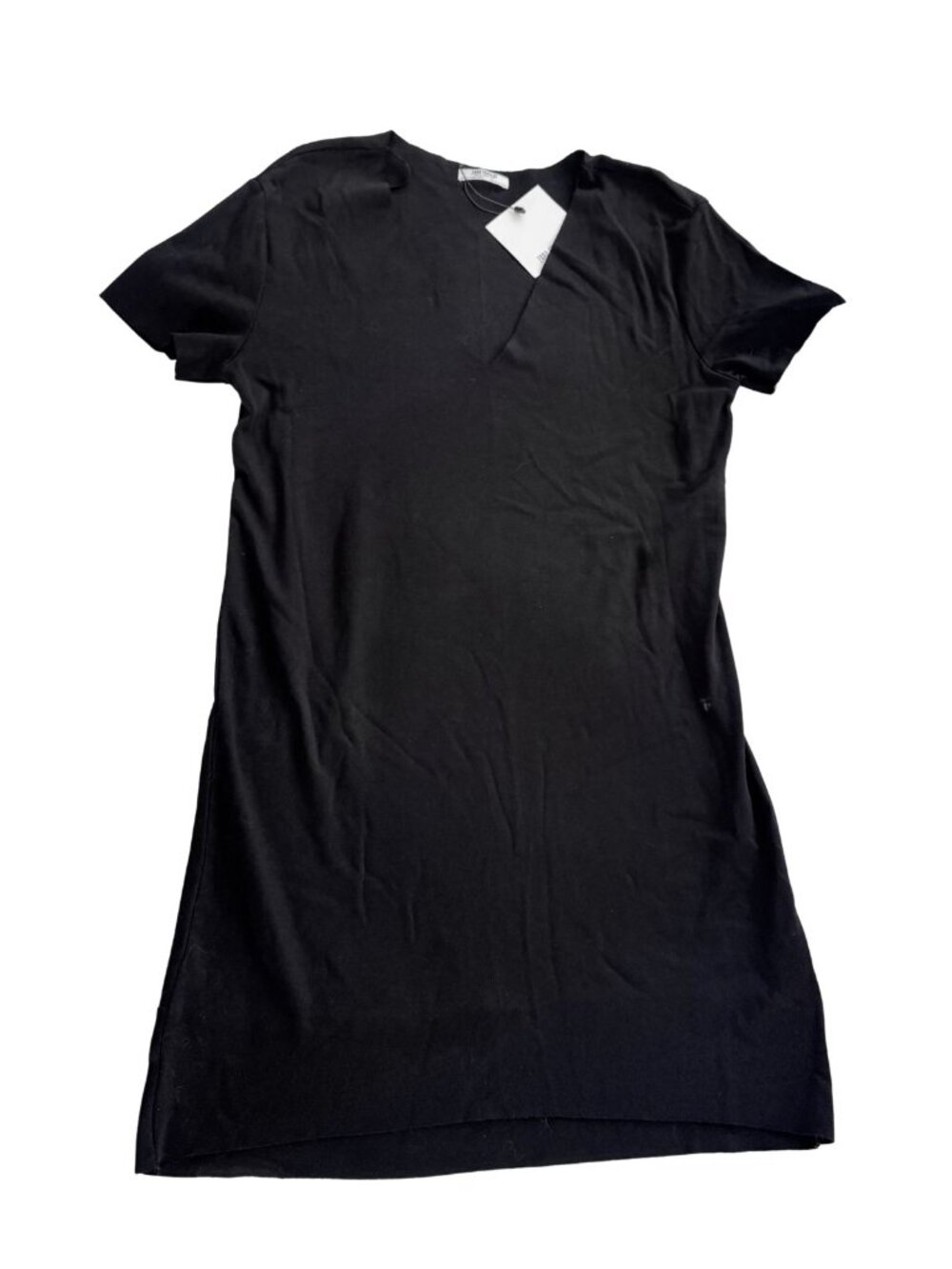 Zara Black V-Neck Short Sleeve T-Shirt Dress | Casual Mini Staple - Cotton